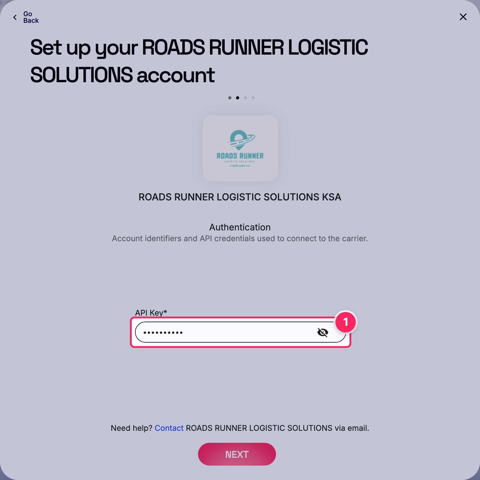 Enter api key.