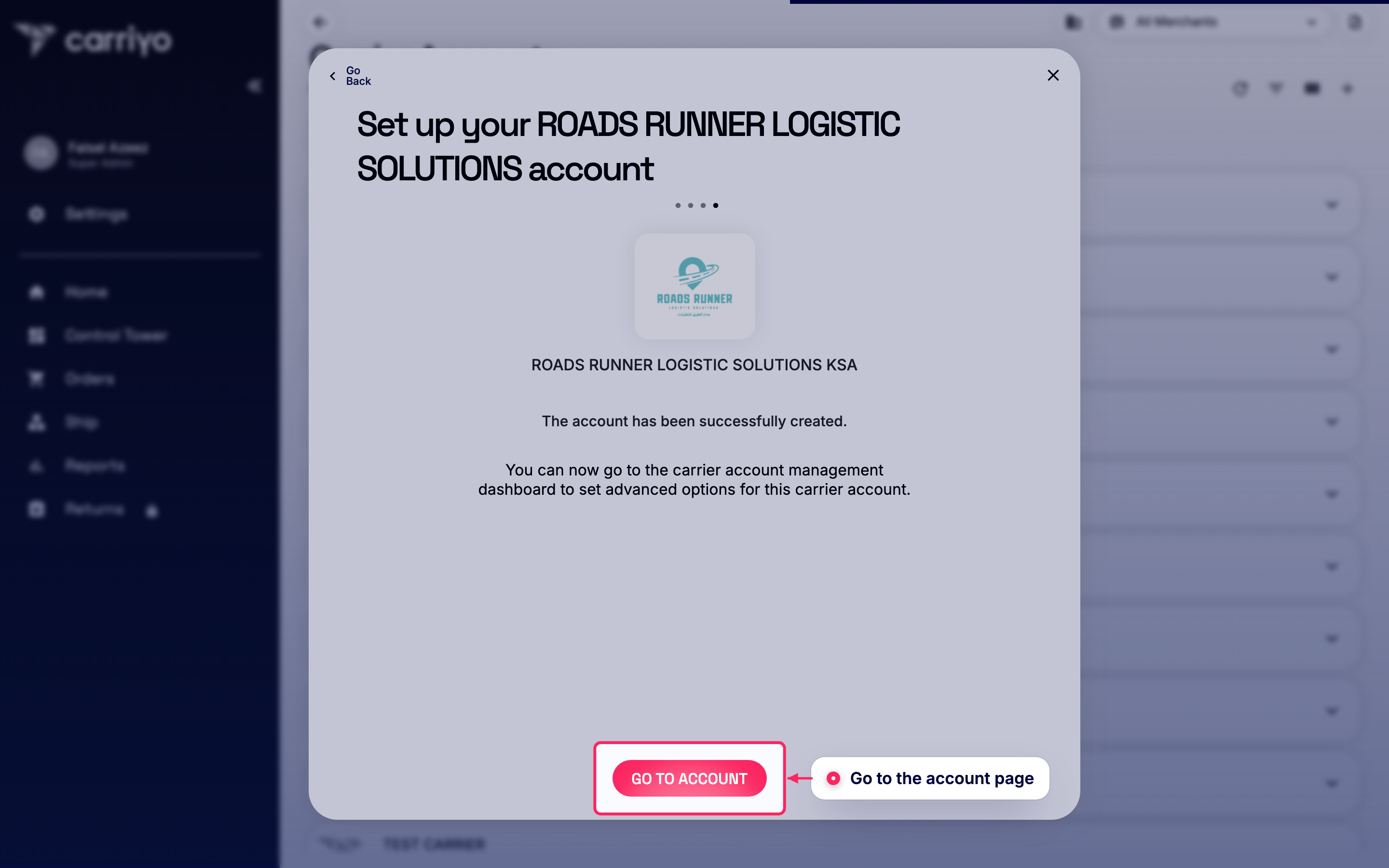Go to the account page