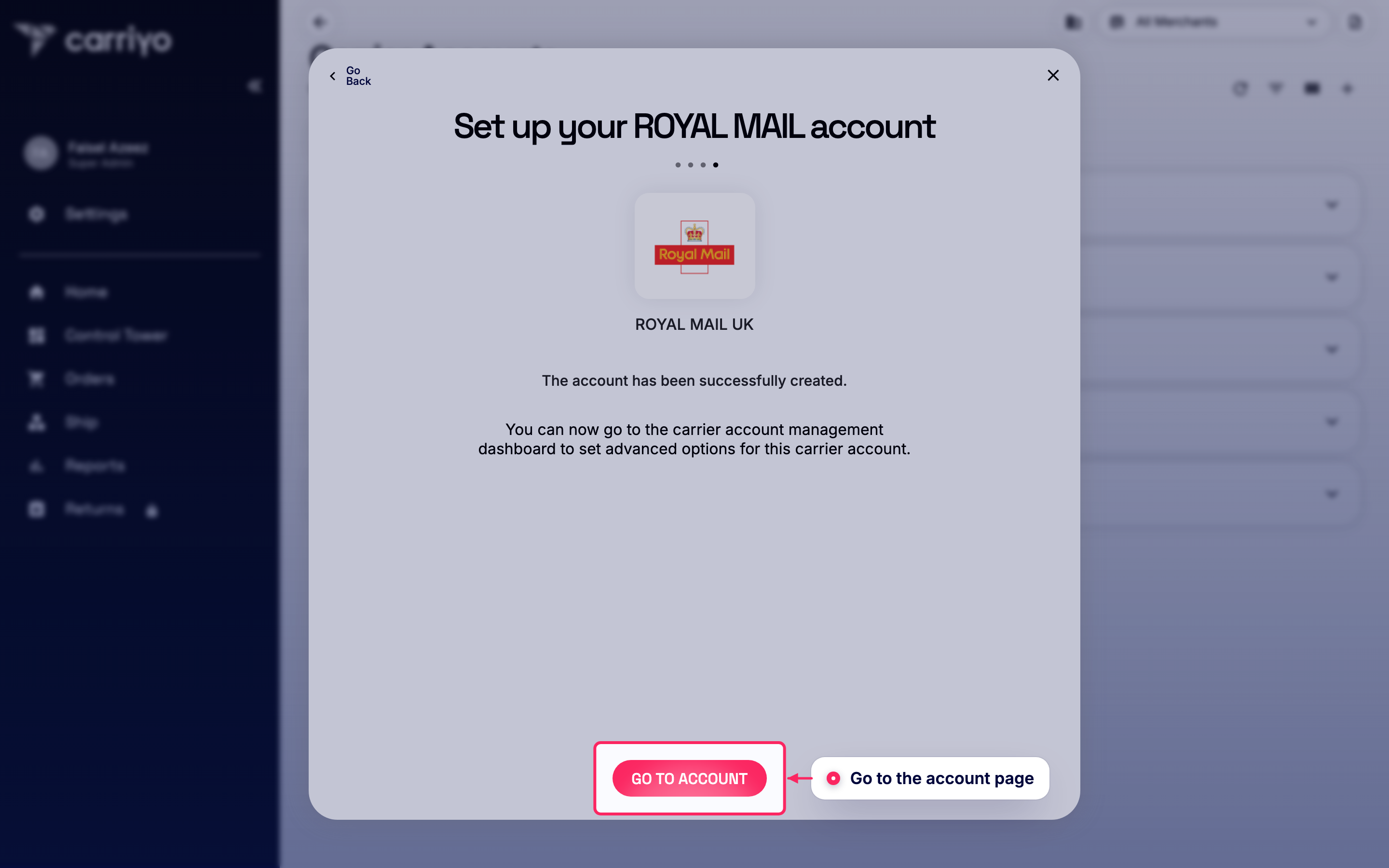 Go to the account page