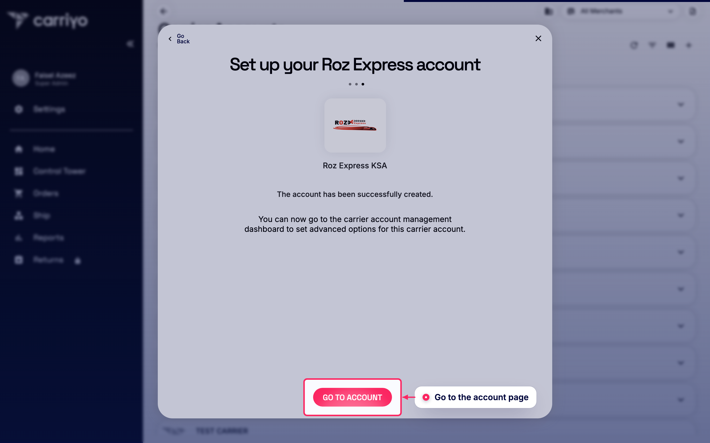 Go to the account page
