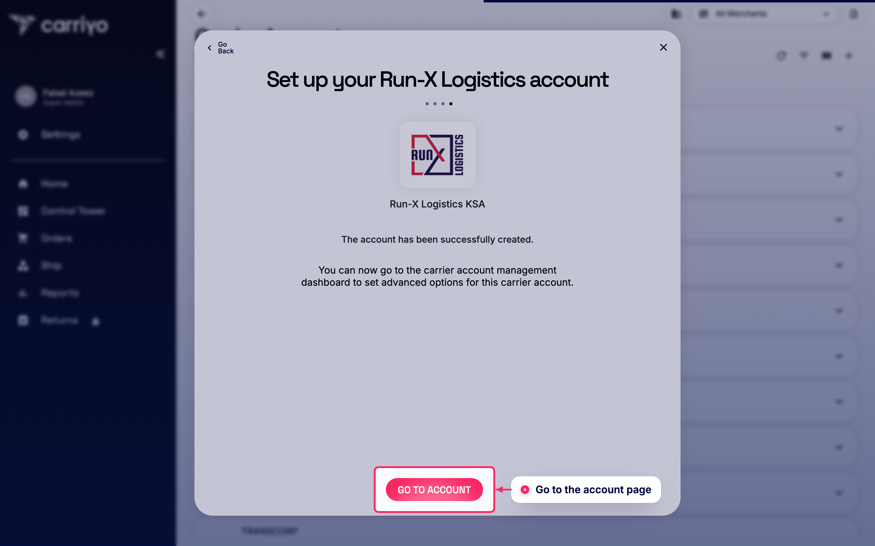 Go to the account page