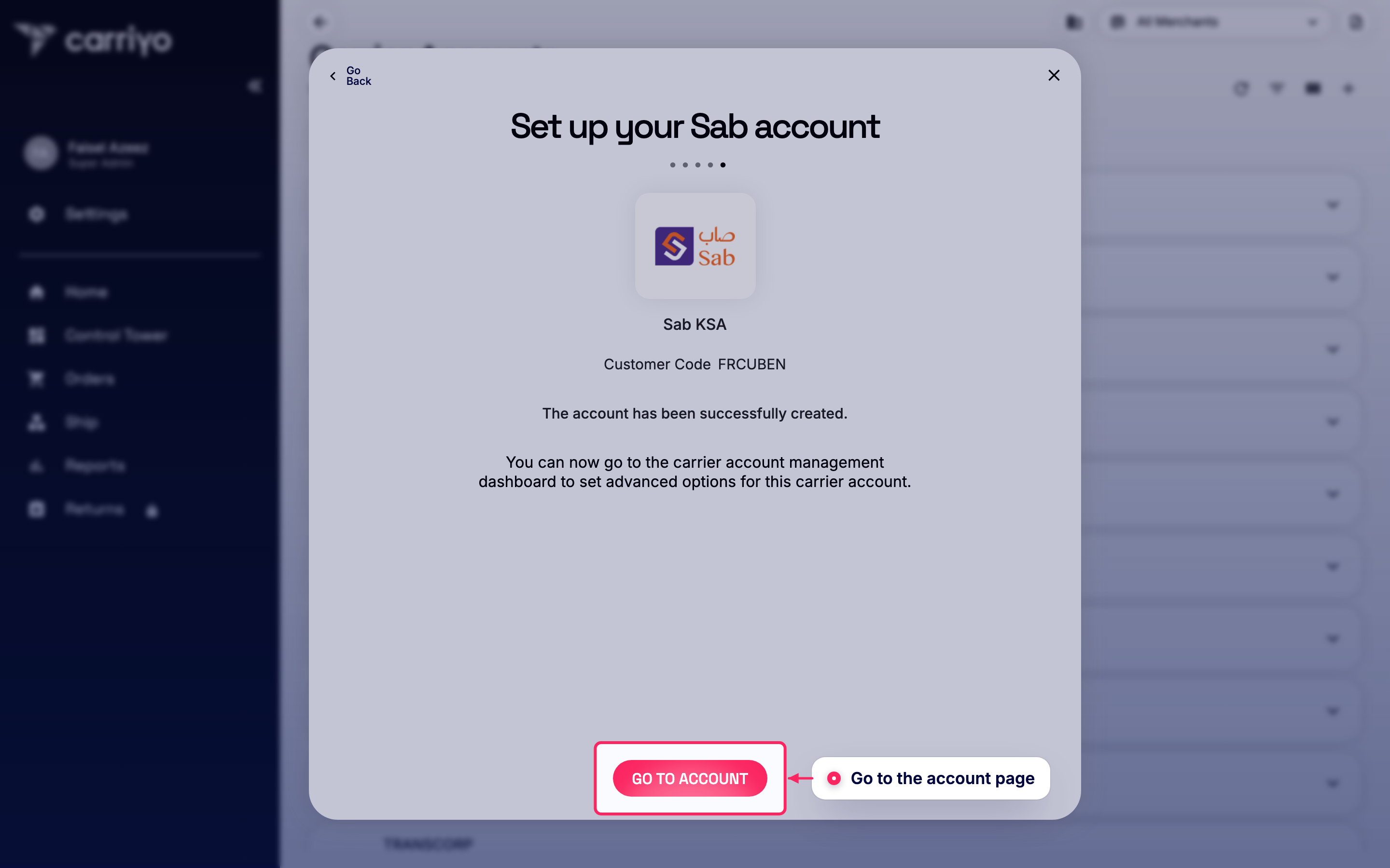 Go to the account page
