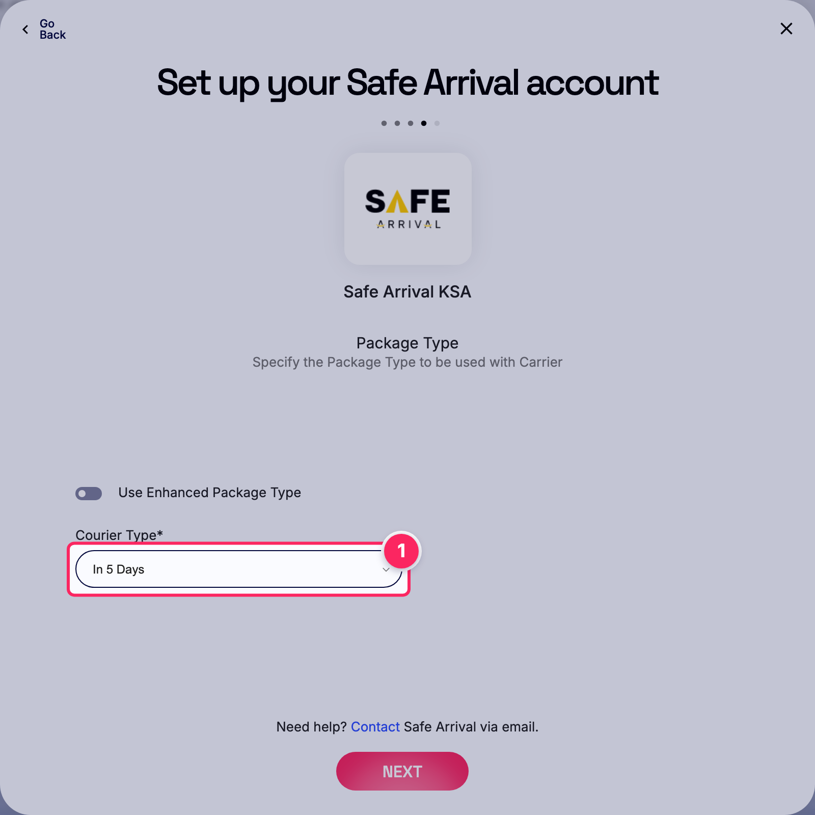 Select courier type.