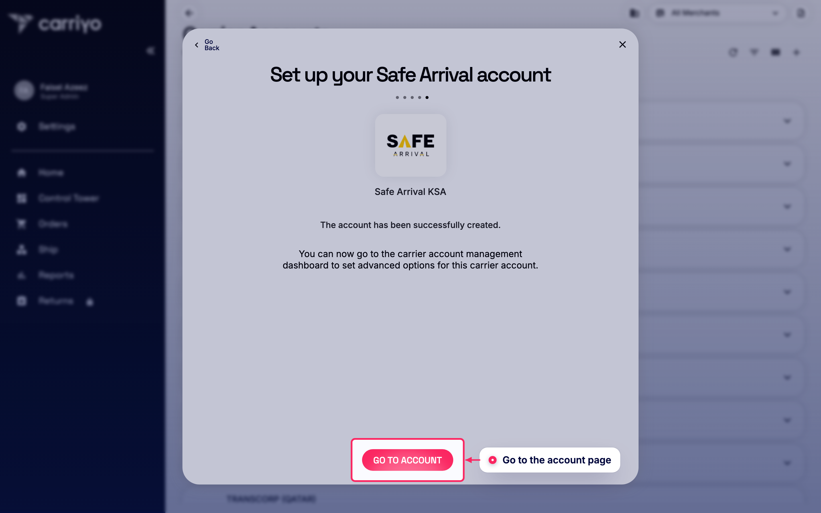 Go to the account page