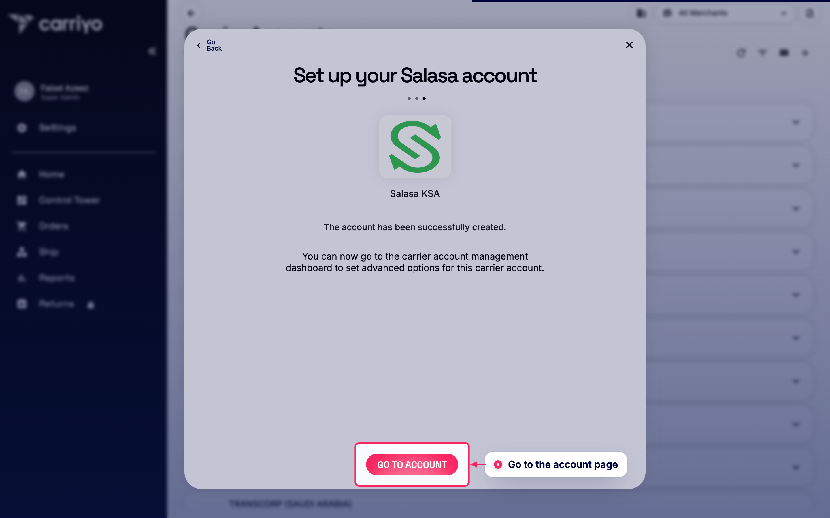 Go to the account page