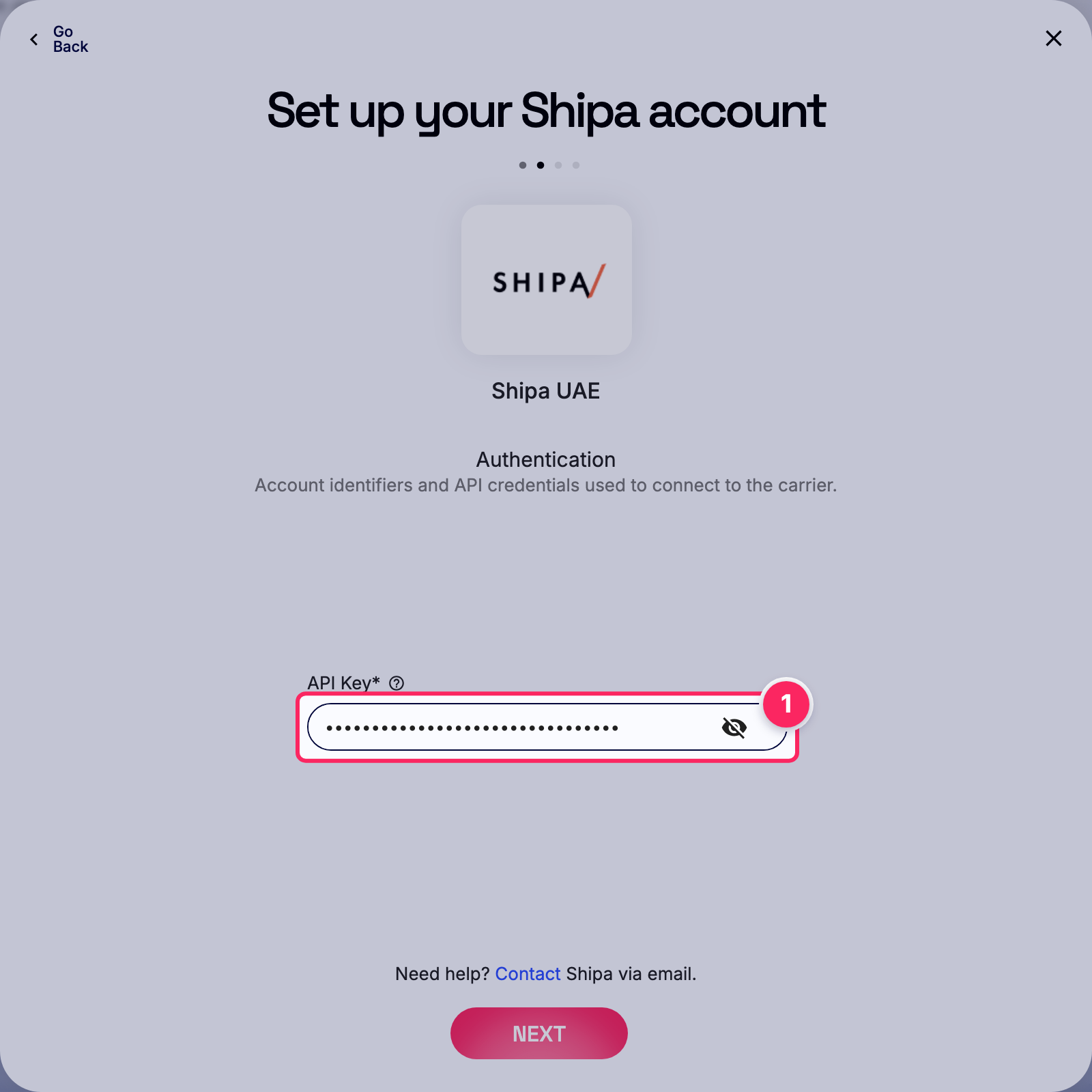Enter api key.