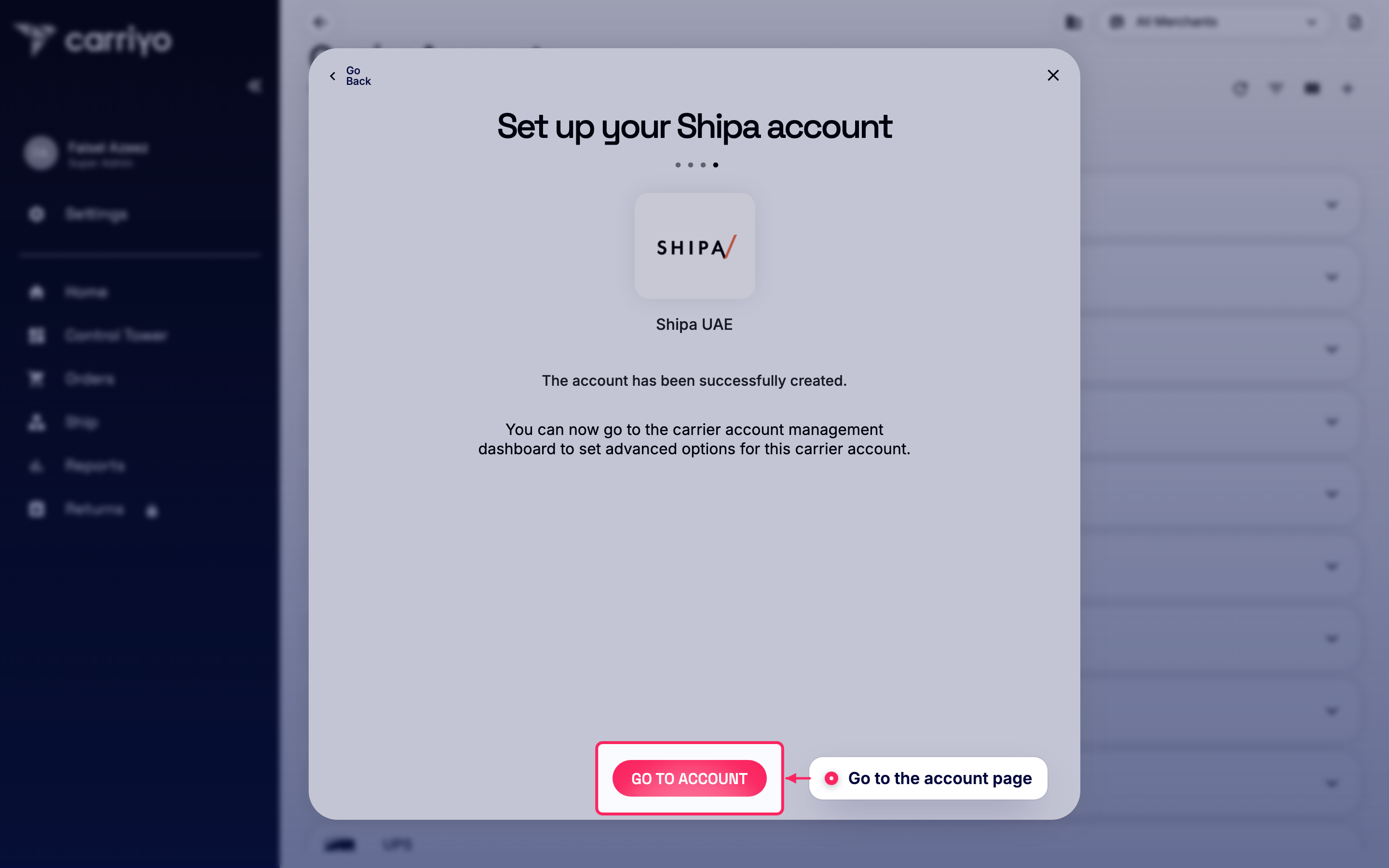 Go to the account page