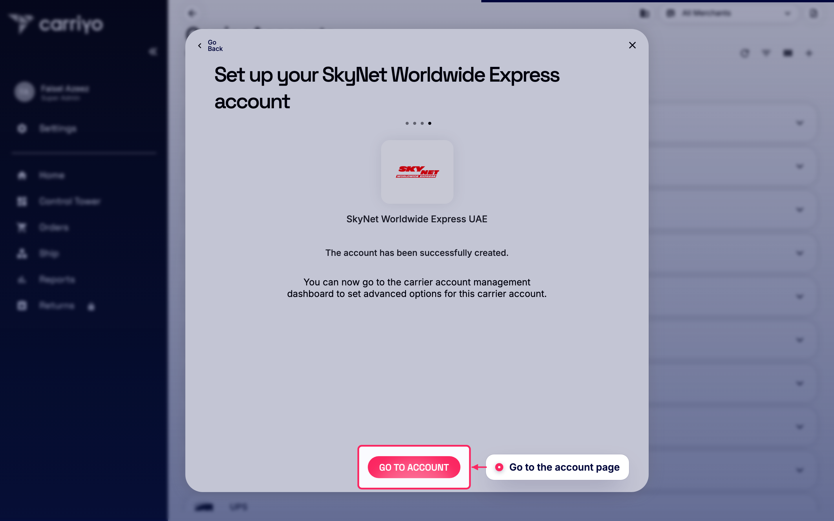 Go to the account page