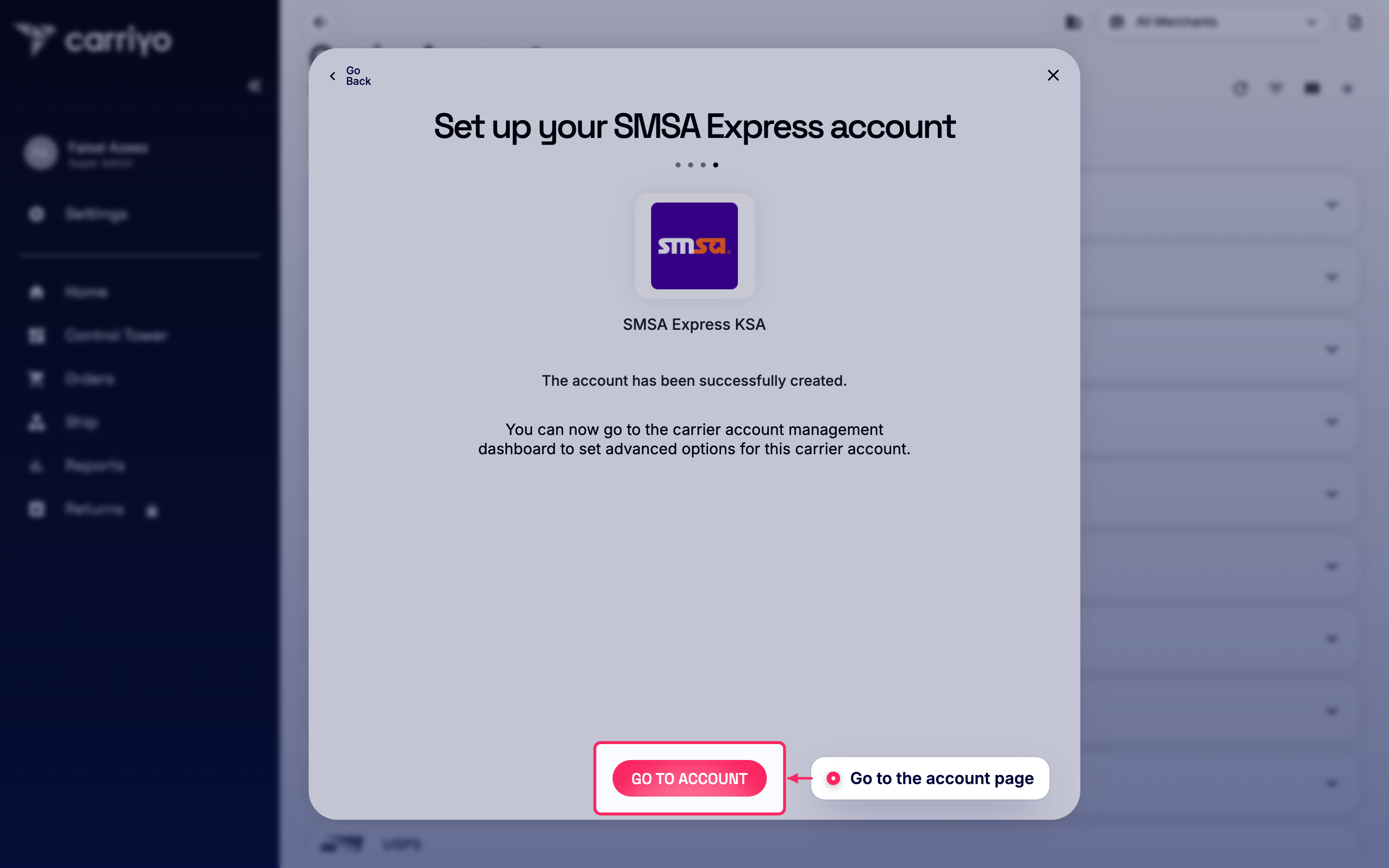 Go to the account page