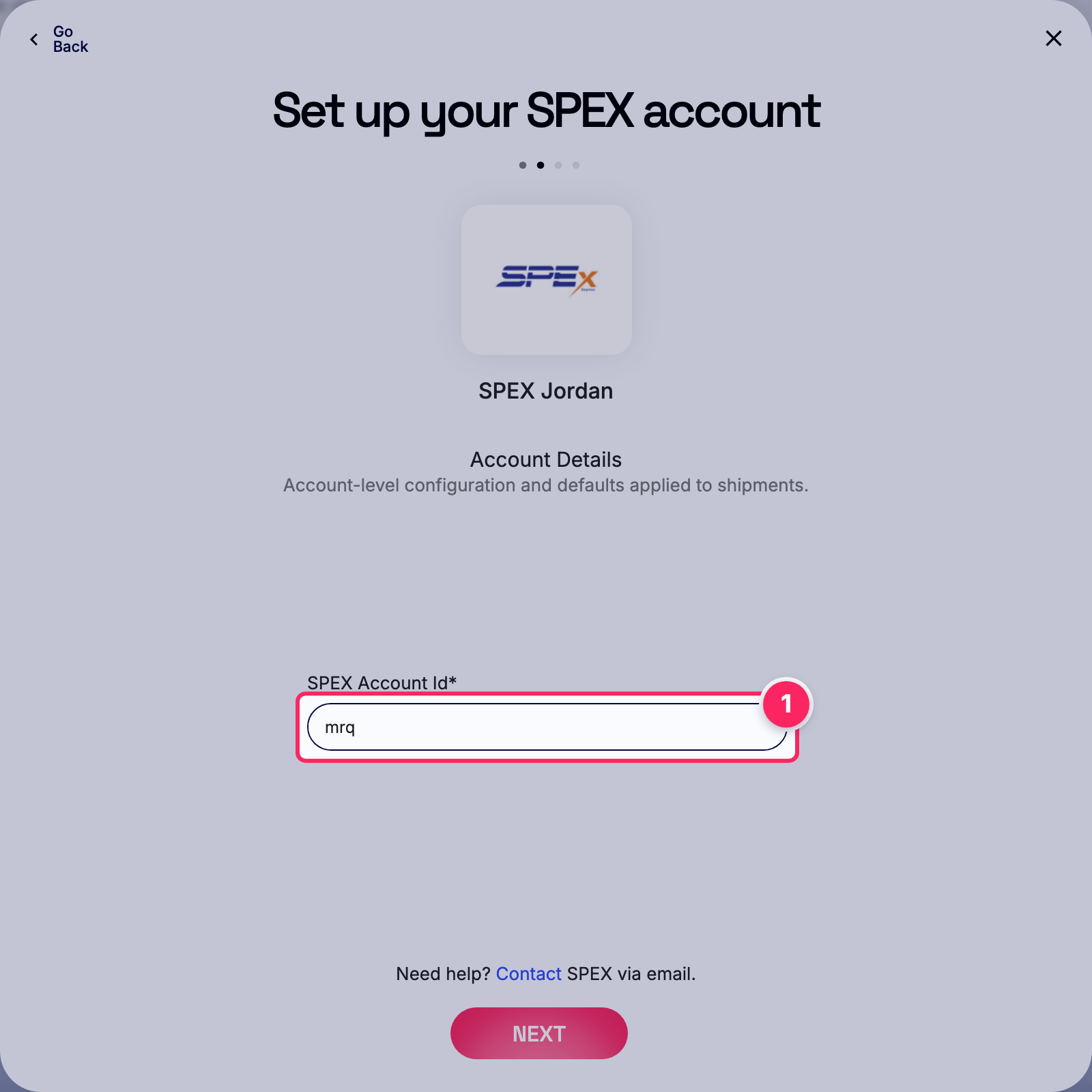 Enter spex account id.