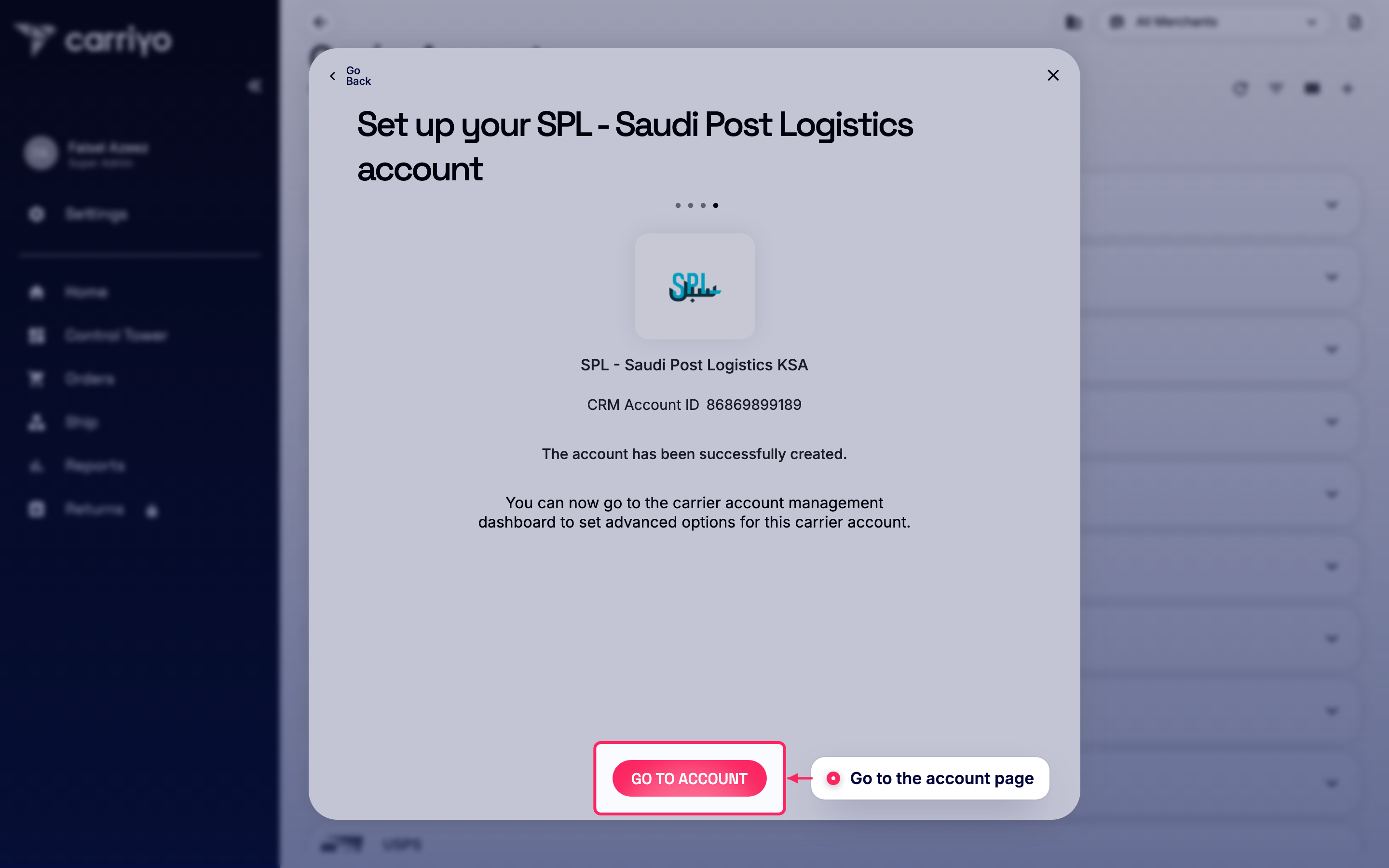 Go to the account page