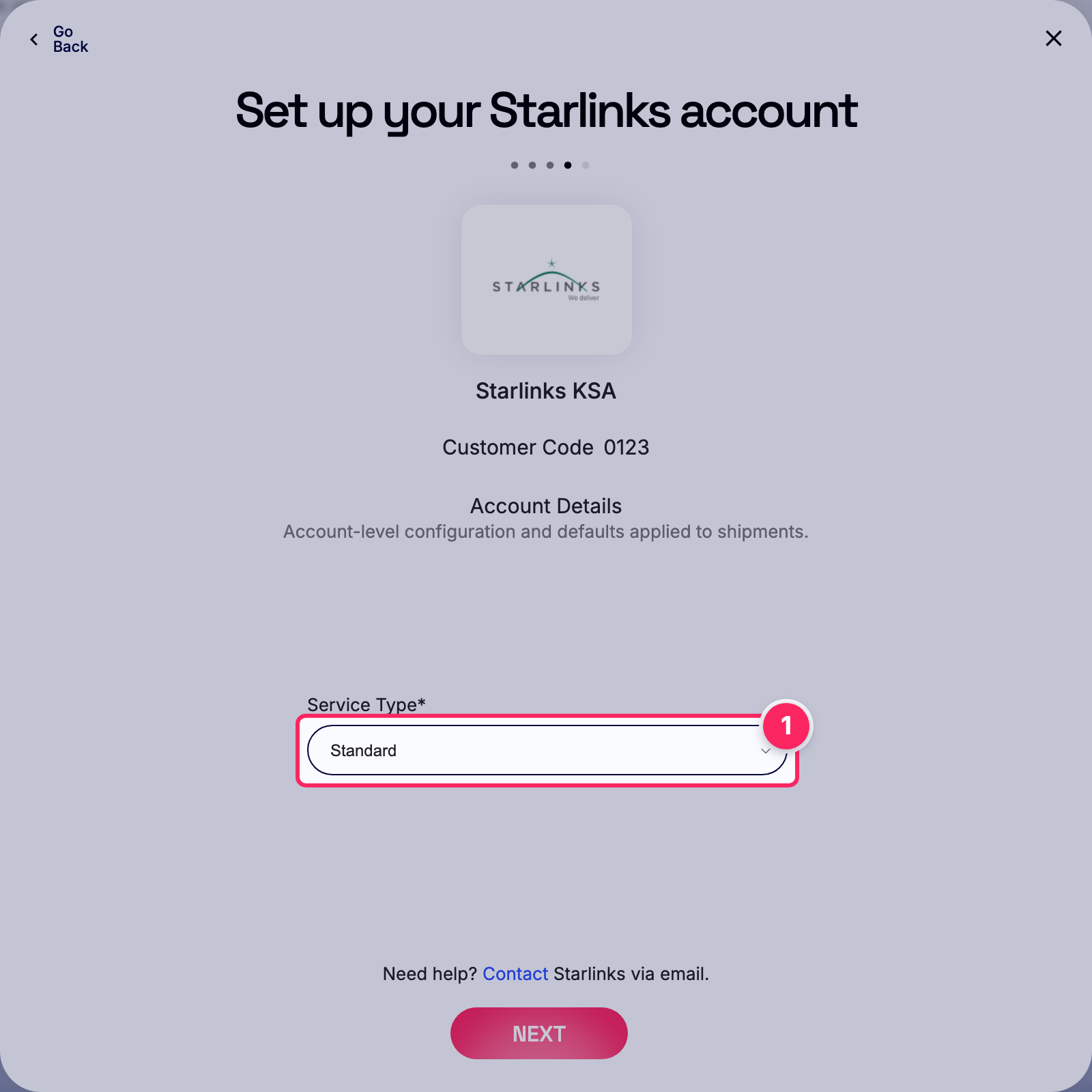 Select service type.