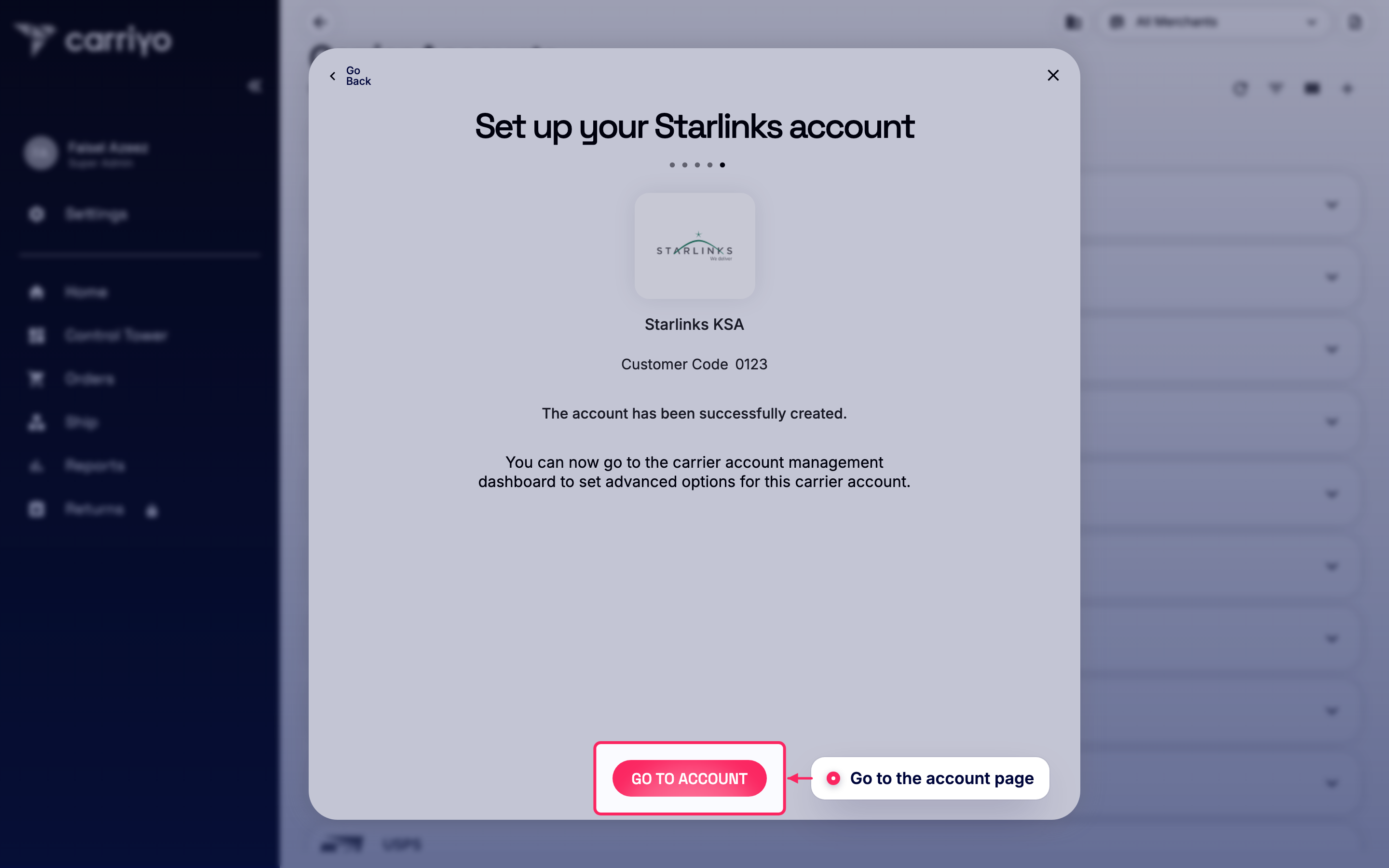 Go to the account page