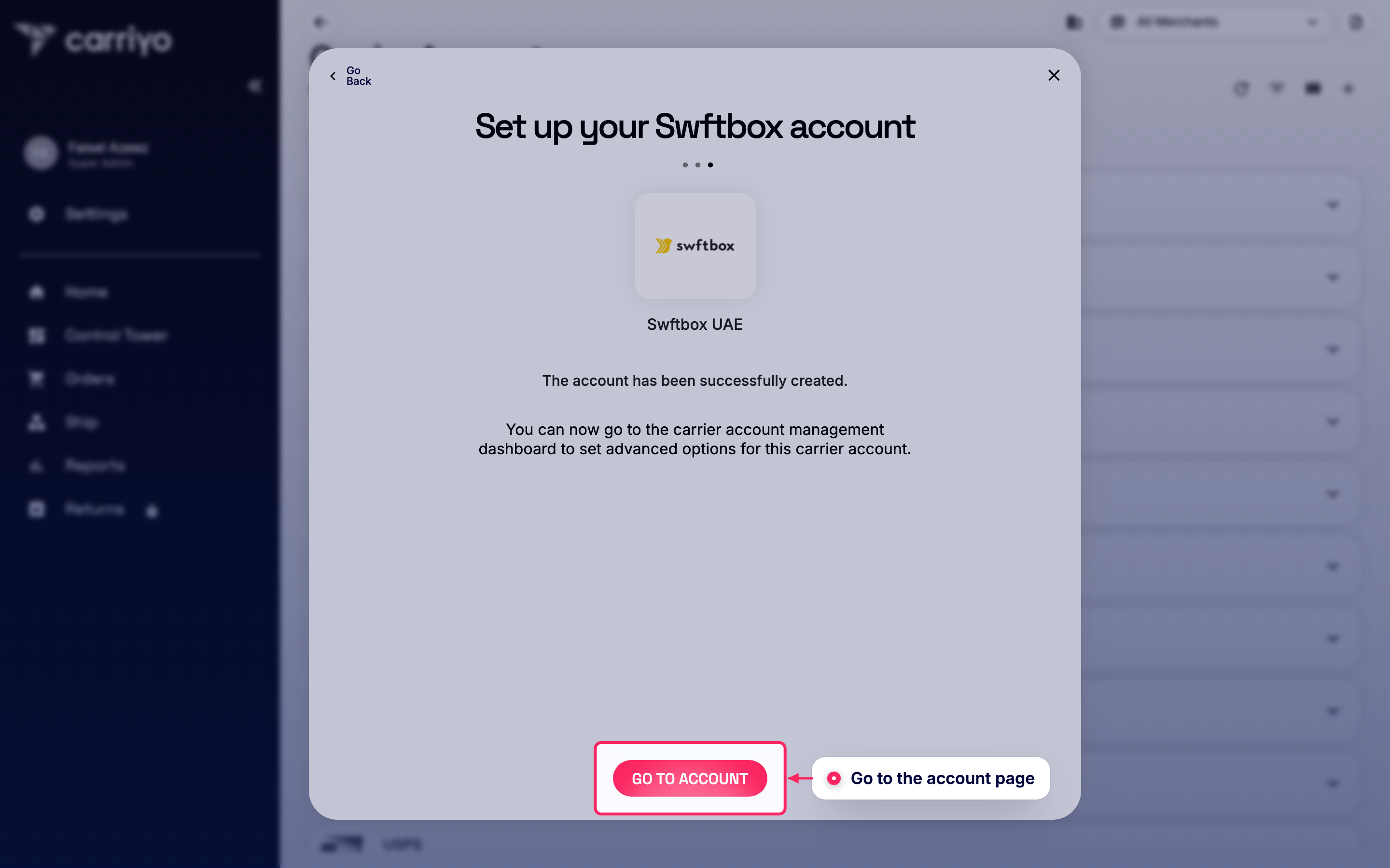 Go to the account page