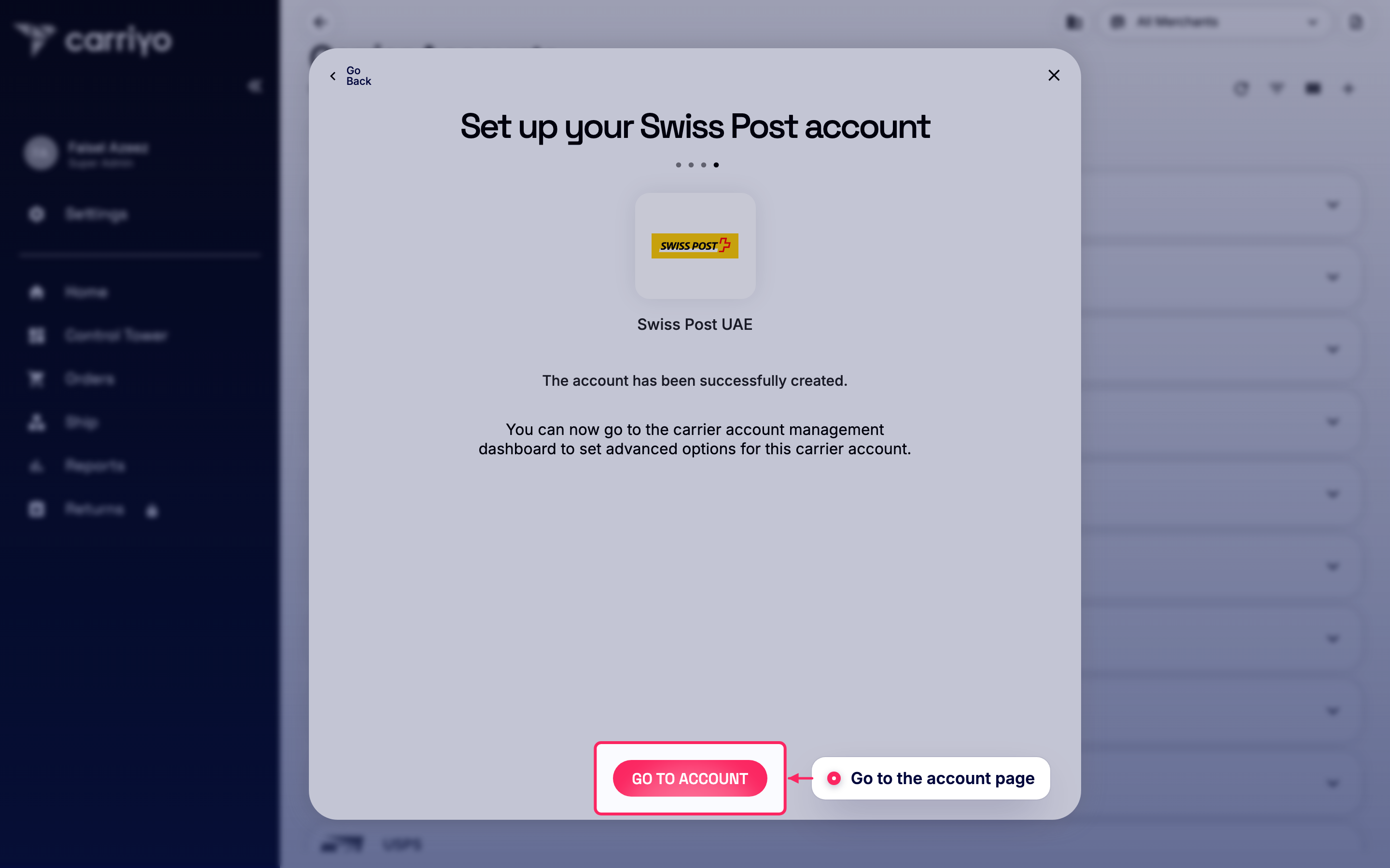 Go to the account page