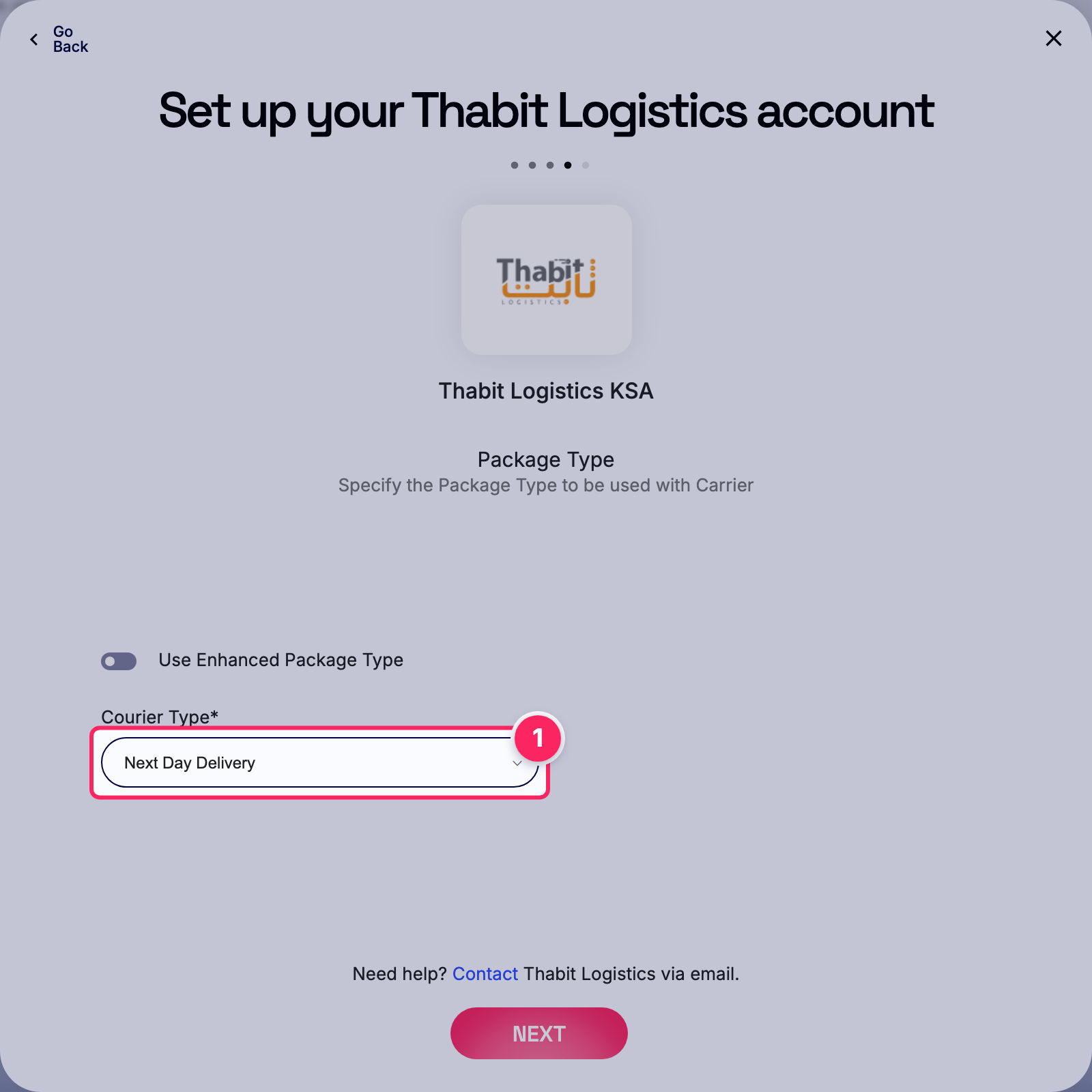 Select courier type.
