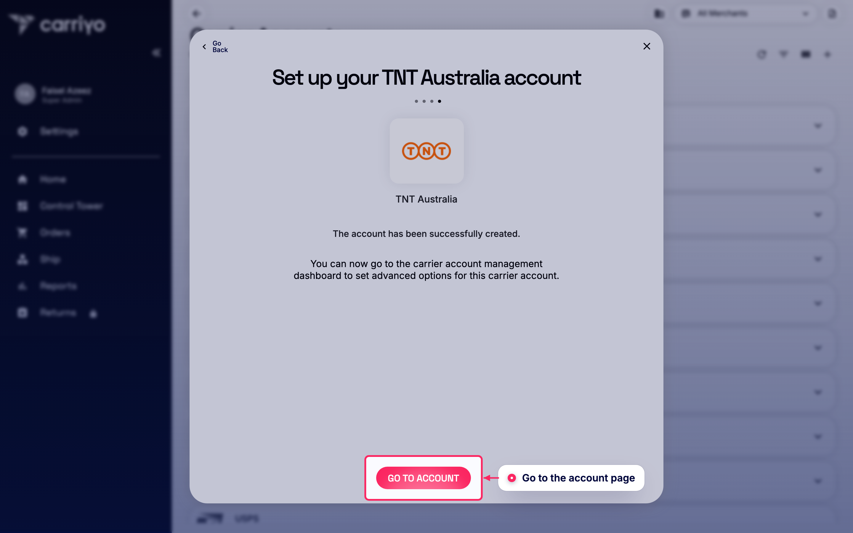 Go to the account page