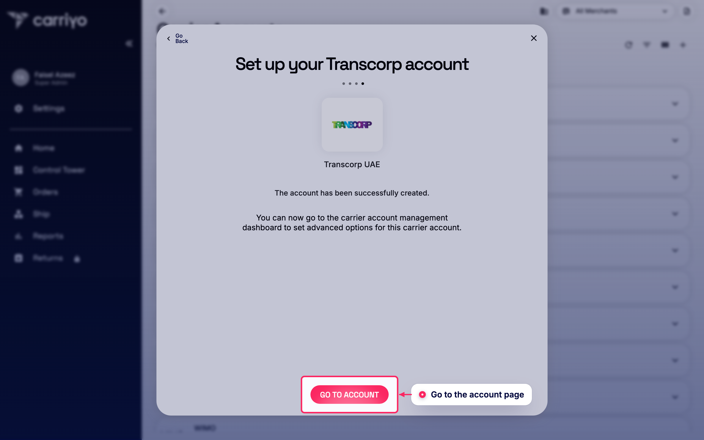 Go to the account page