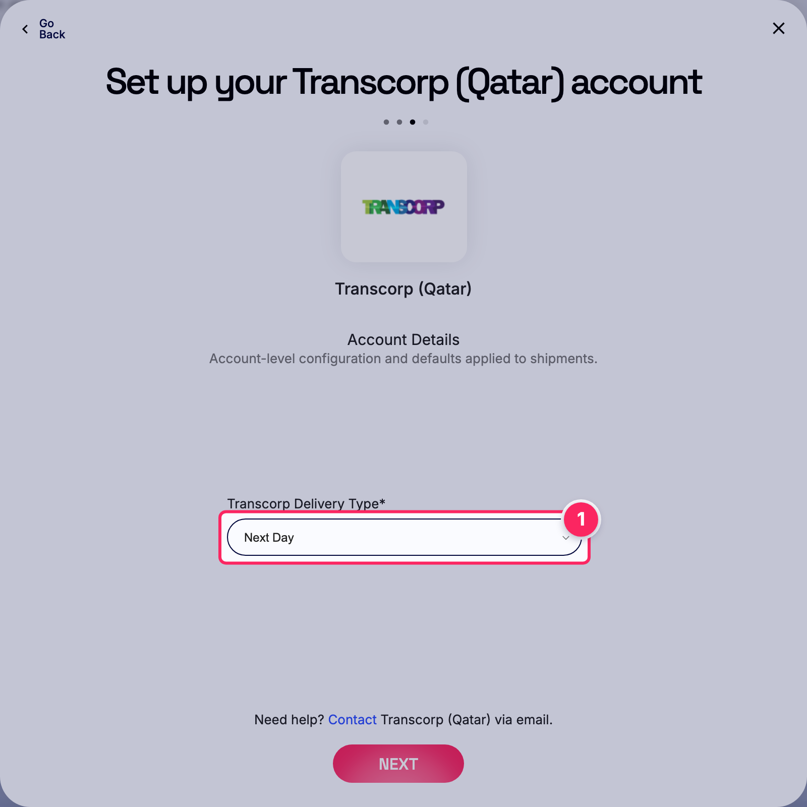 Select transcorp delivery type.