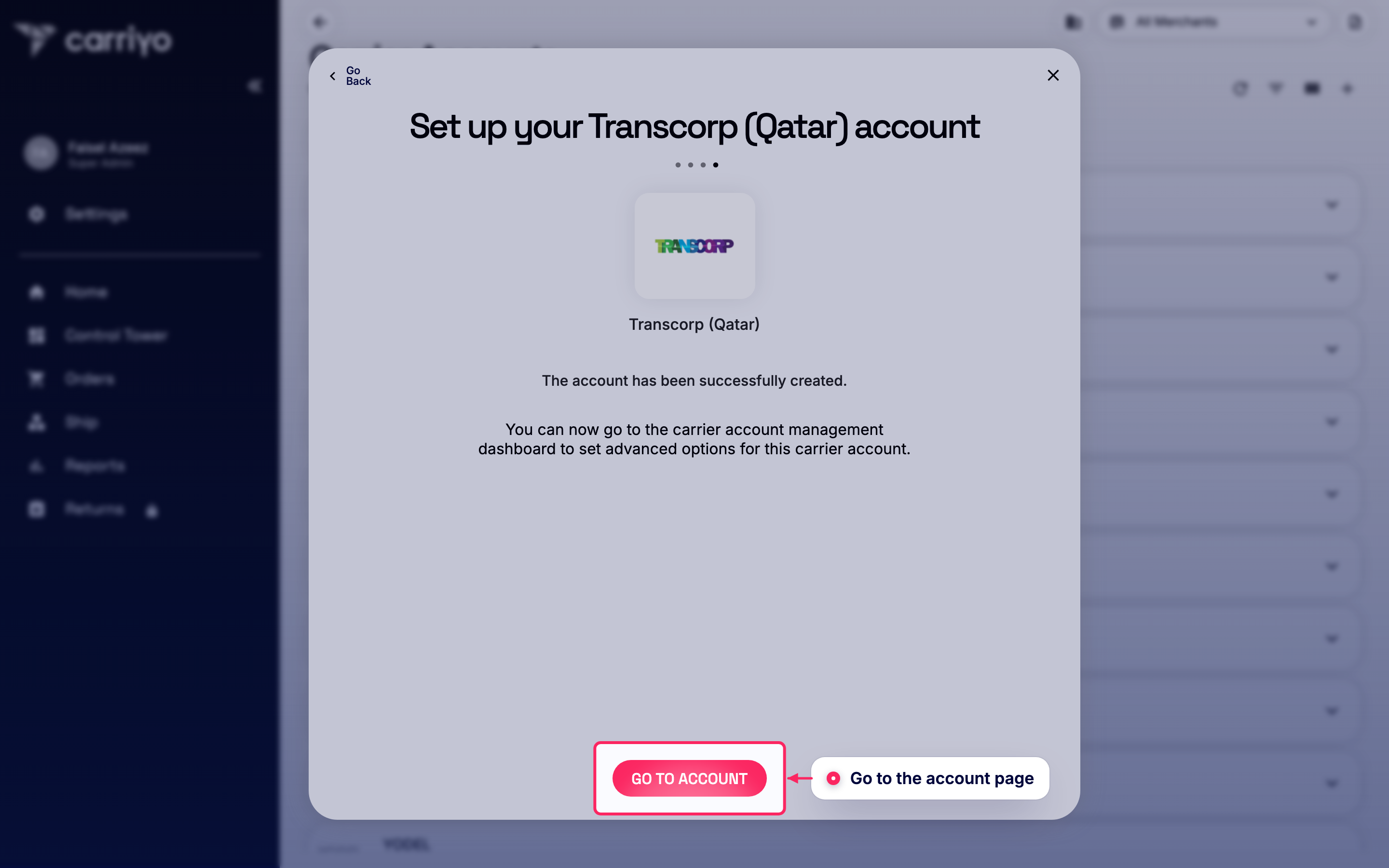 Go to the account page