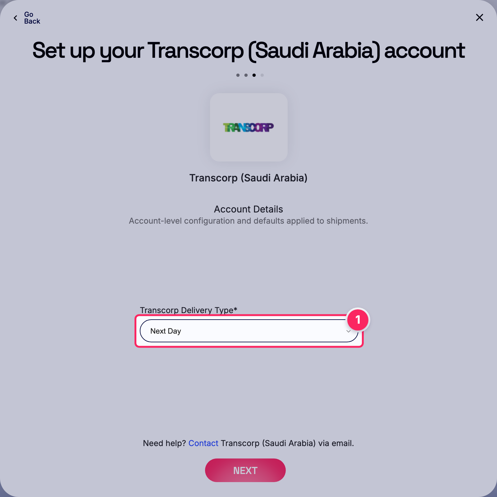 Select transcorp delivery type.