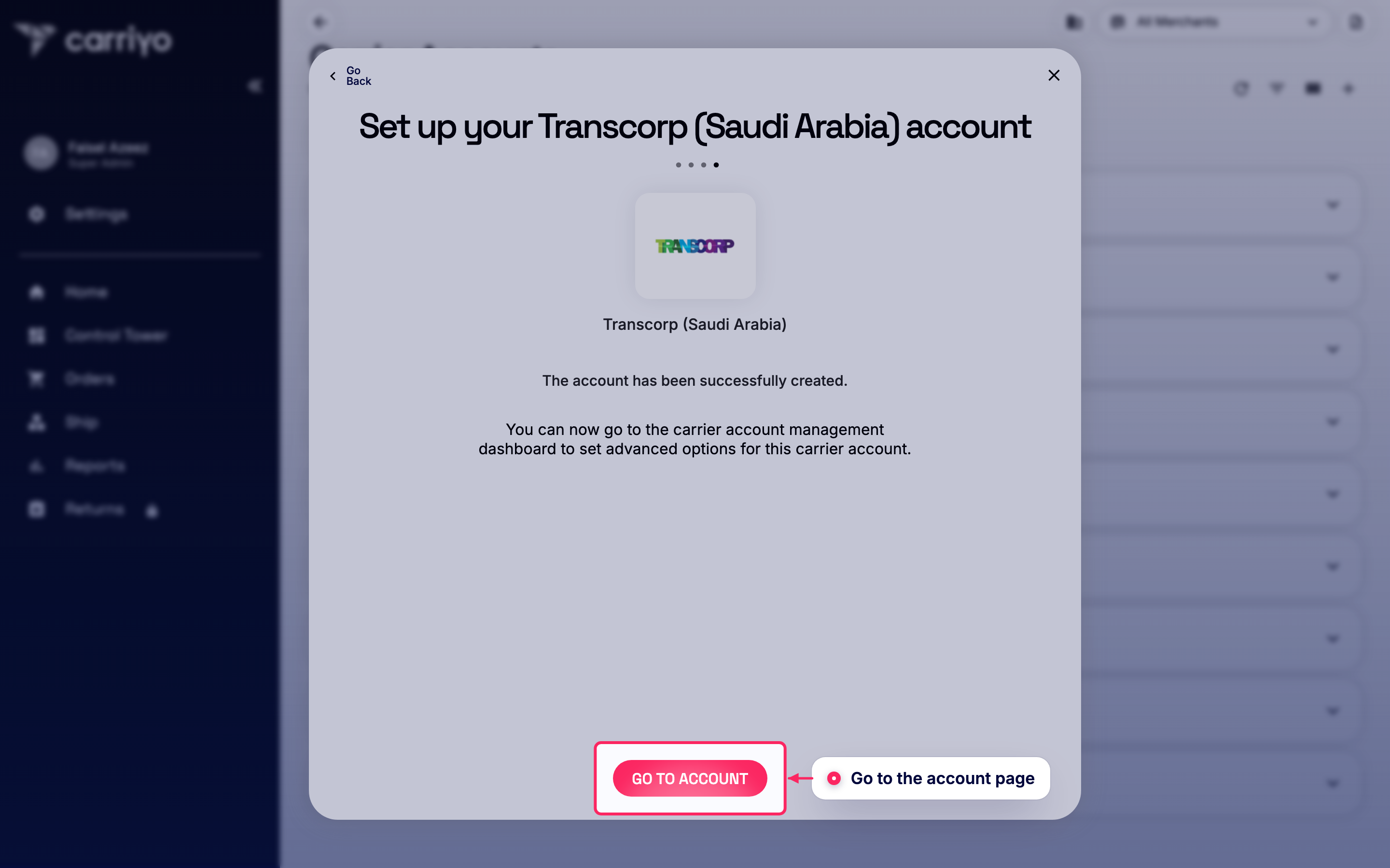 Go to the account page