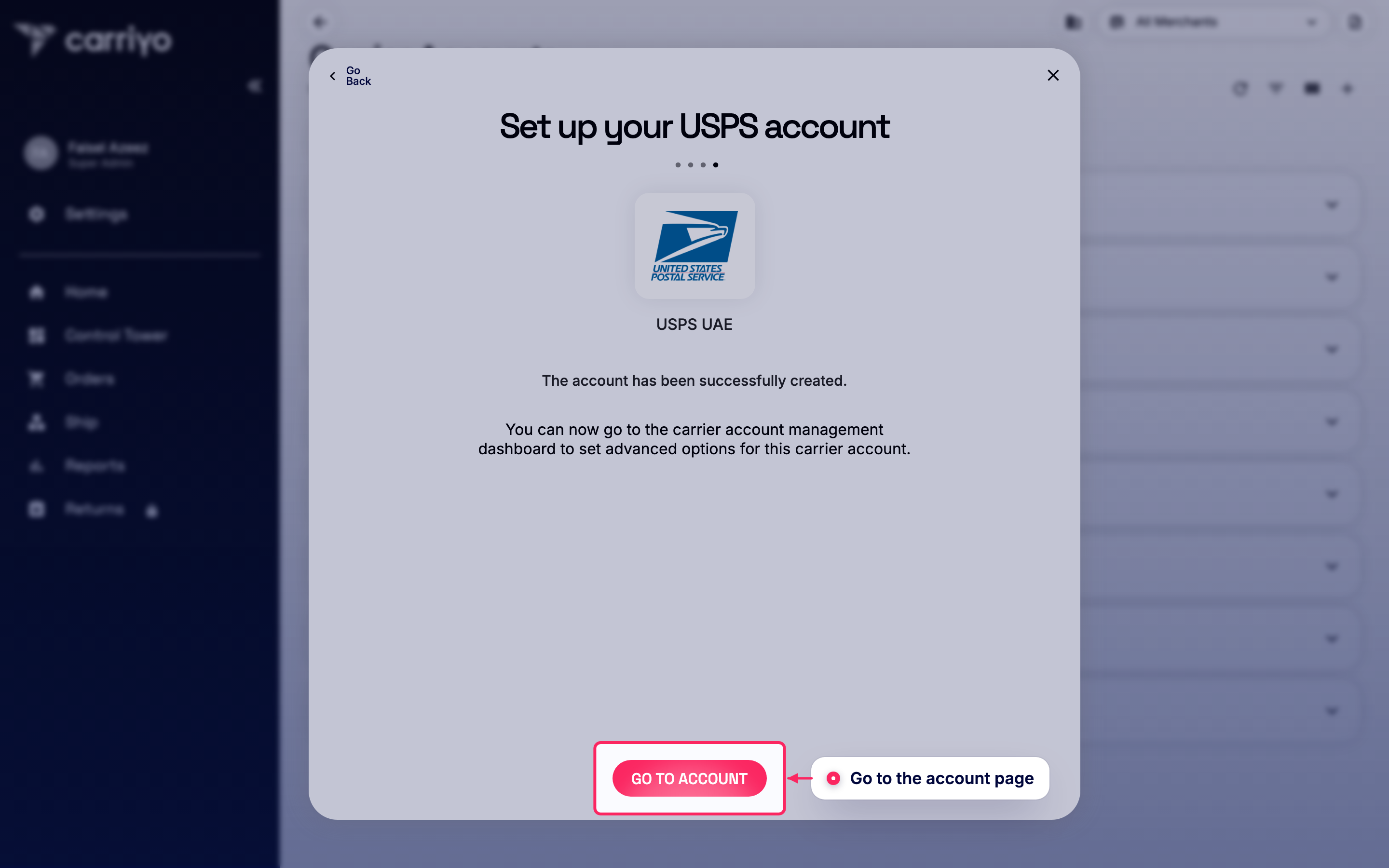 Go to the account page