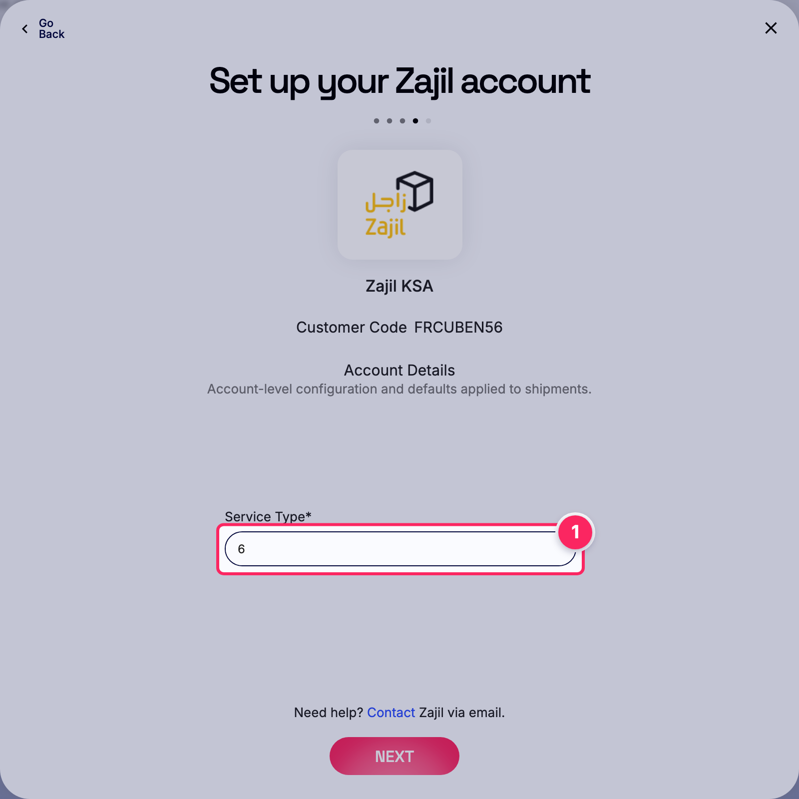 Enter service type.