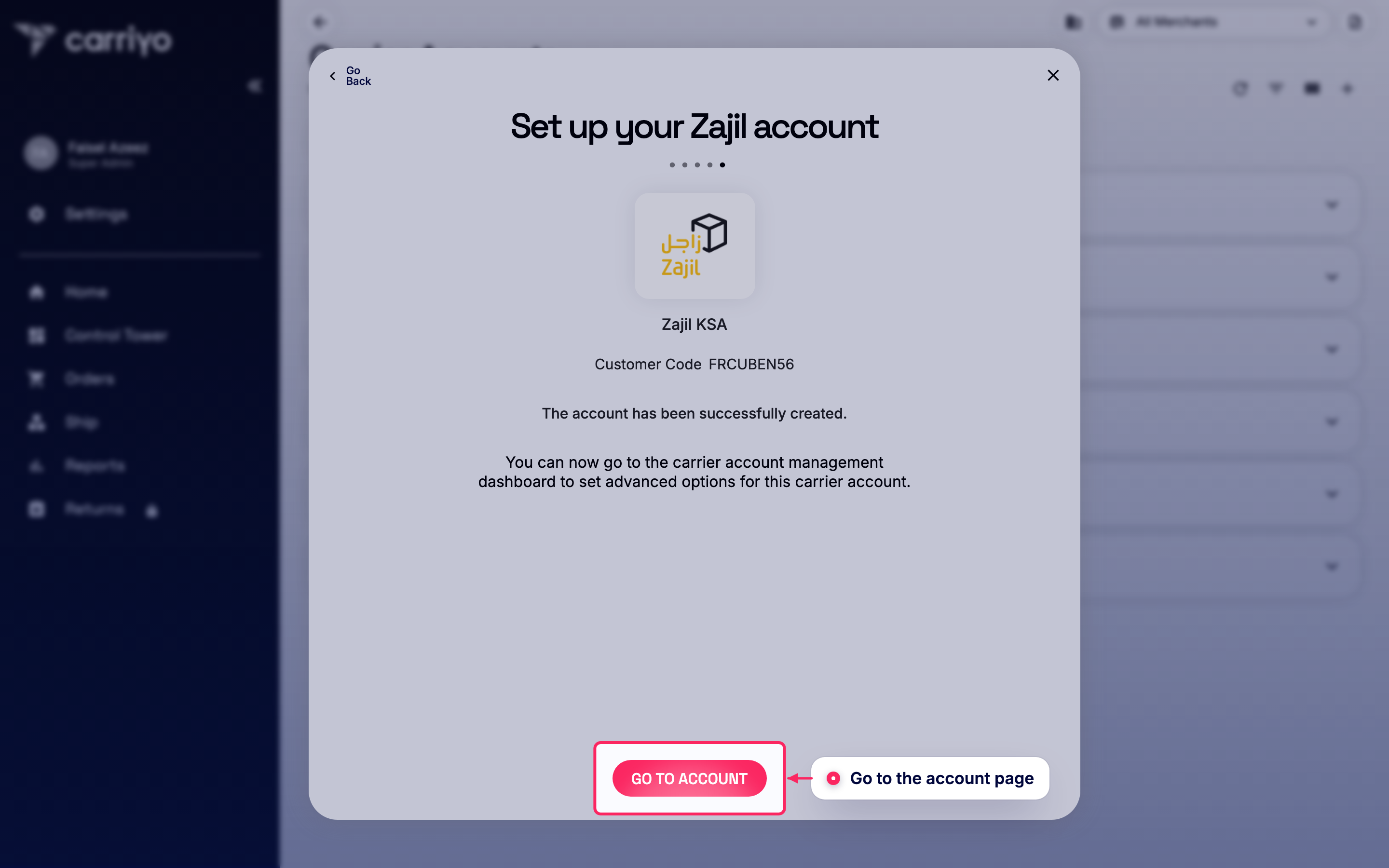 Go to the account page