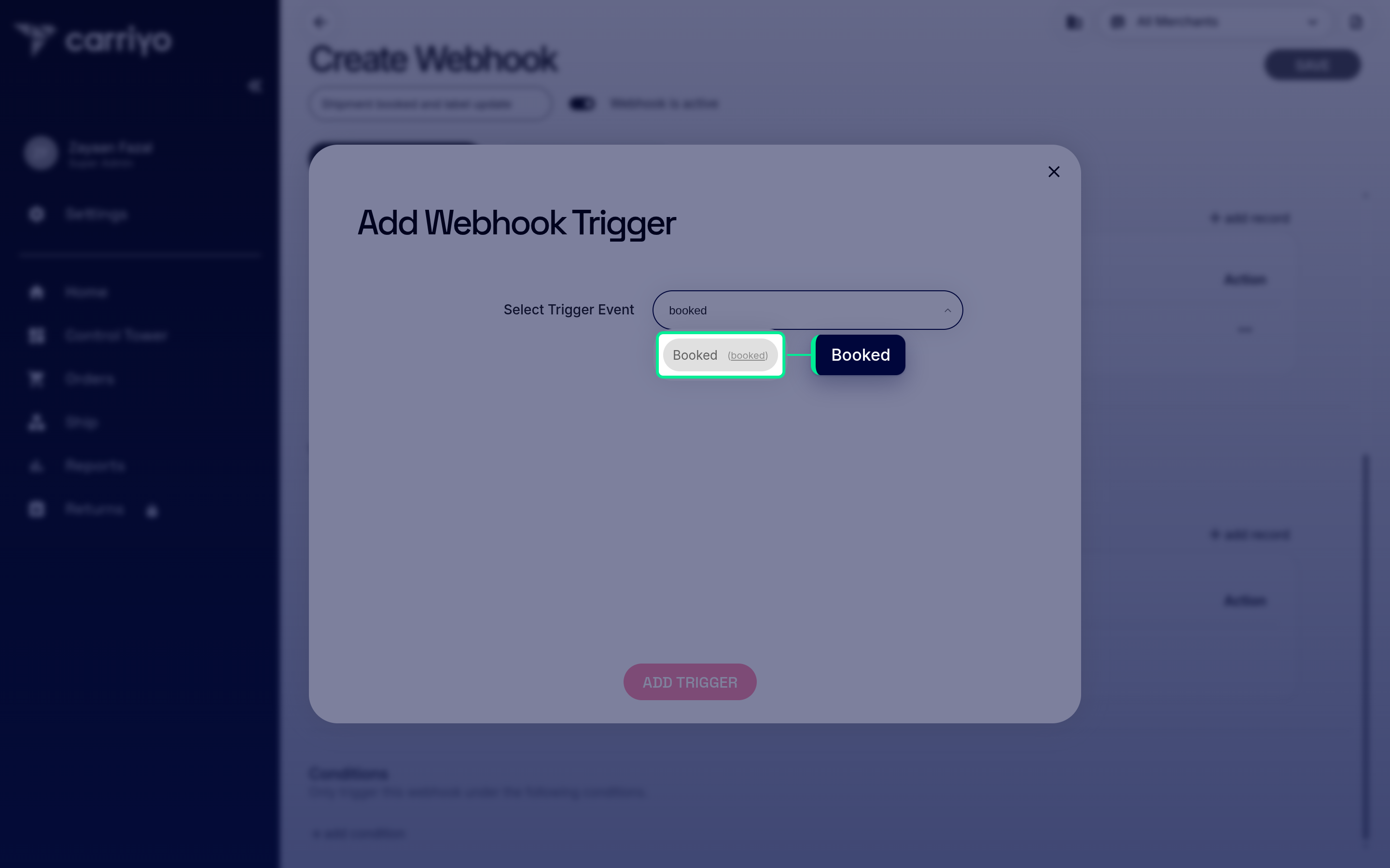 Select booked trigger