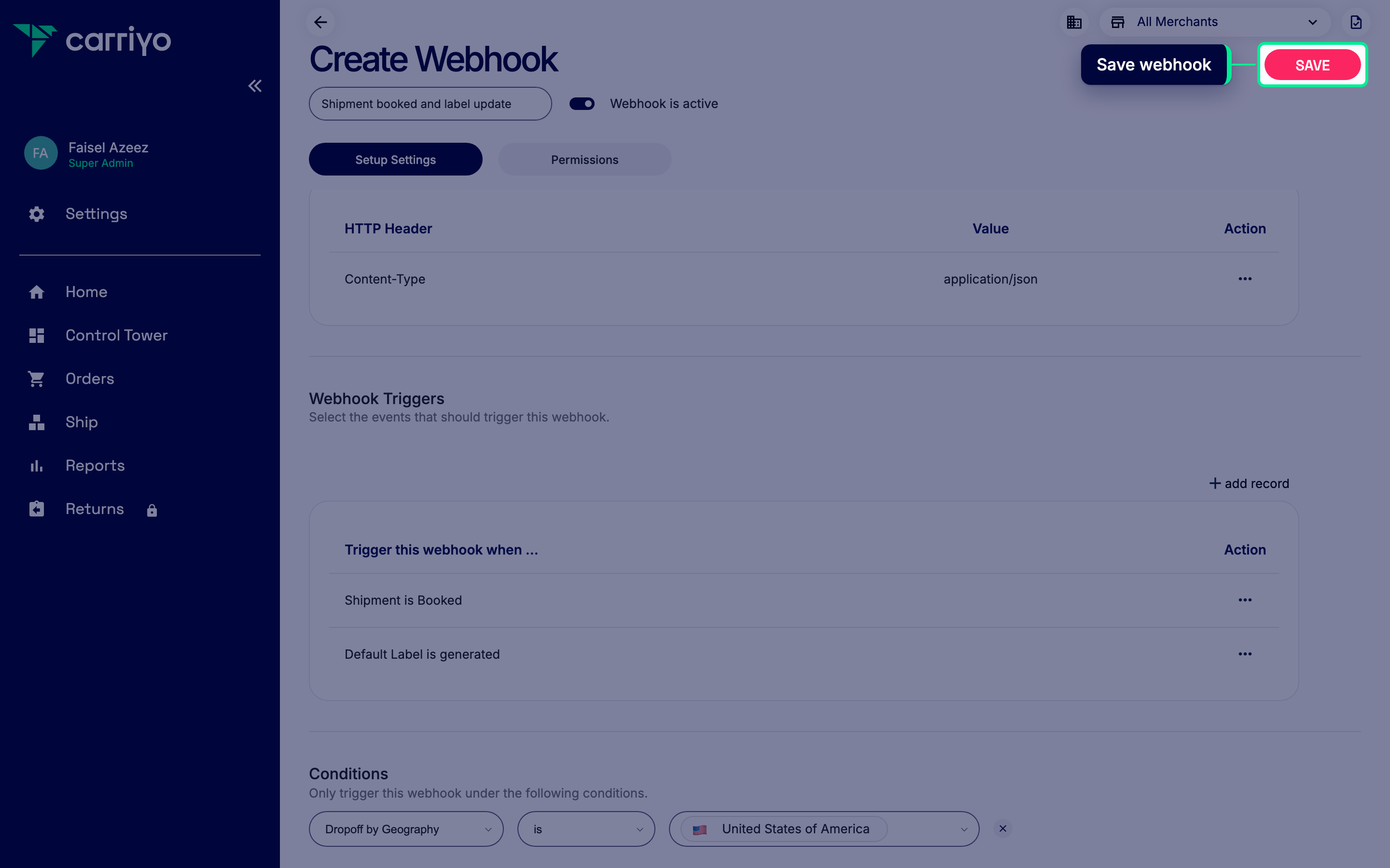 Save webhook