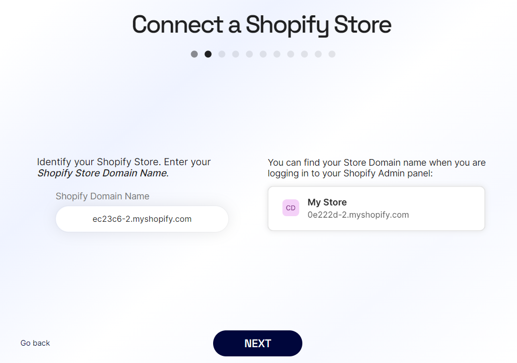 Enter store domain