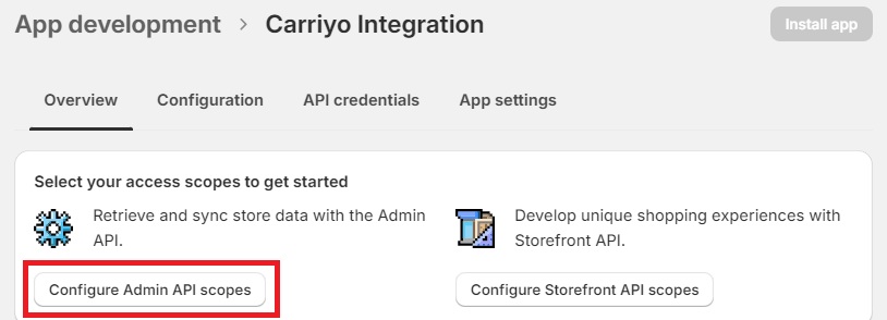 Configure Admin API scopes