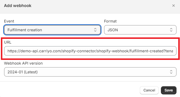 Create fulfillment-creation webhook