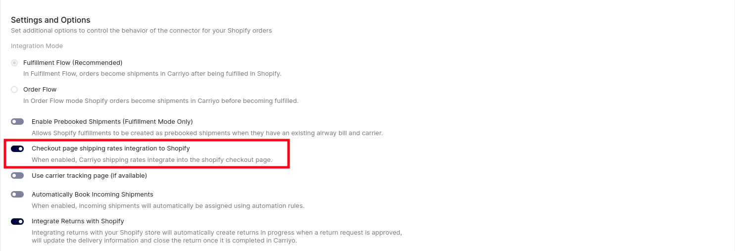 Checkout page shipping rates toggle