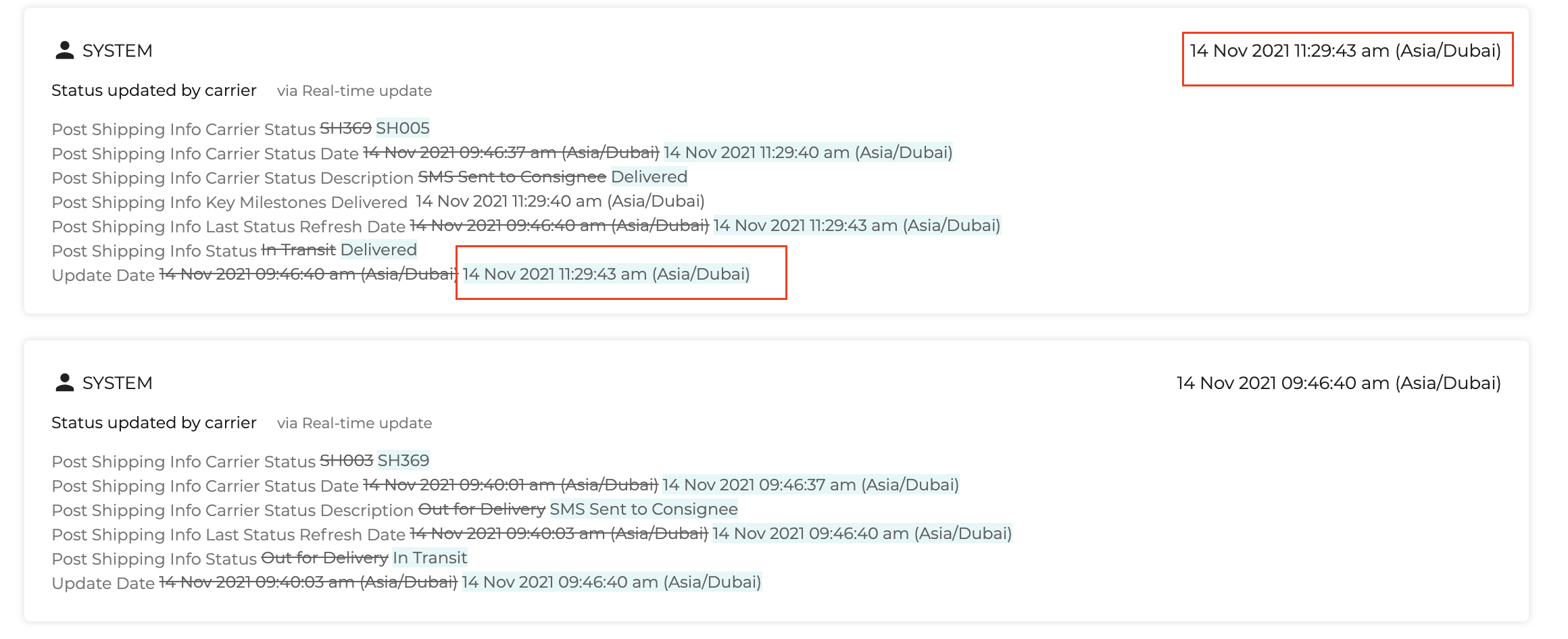 Change logs in browser time zone