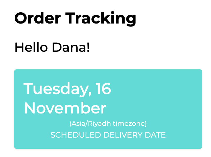 Expected delivery date on the tracking page